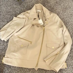 Calvin Klein nude light crepe moto jacket 12 XL